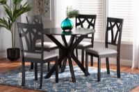 Baxton Studio Luise Modern and Contemporary Grey Fabric Upholstered and Dark Brown Finished Wood 5-Piece Dining Set