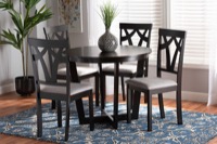 Baxton Studio Telma Modern and Contemporary Grey Fabric Upholstered and Dark Brown Finished Wood 5-Piece Dining Set