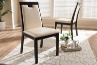 Baxton Studio Evelyn Modern and Contemporary Beige Faux Leather Upholstered and Dark Brown Finished Dining Chair (Set of 2)