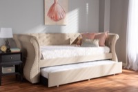 Baxton Studio Cherine Classic and Contemporary Beige Fabric Upholstered Daybed with Trundle