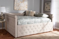 Baxton Studio Amaya Modern and Contemporary Light Beige Fabric Upholstered Full Size Daybed