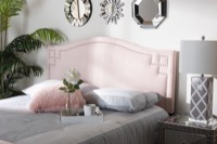 Baxton Studio Aubrey Modern and Contemporary Light Pink Velvet Fabric Upholstered Full Size Headboard