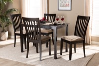 Baxton Studio Minette Modern and Contemporary Sand Fabric Upholstered Espresso Brown Finished Wood 5-Piece Dining Set