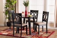 Baxton Studio Louisa Modern Beige Fabric and Dark Brown Finished Wood 5-Piece Dining Set