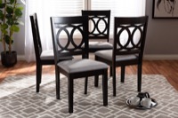 Baxton Studio Lenoir Modern and Contemporary Gray Fabric Upholstered Espresso Brown Finished Wood Dining Chair Set of 4