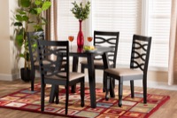 Baxton Studio Ruby Modern Beige Fabric and Dark Brown Finished Wood 5-Piece Dining Set