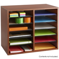 Wood Adjustable Literature Organizer - 12 Compartment