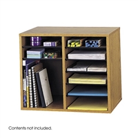 Wood Adjustable Literature Organizer - 12 Compartment