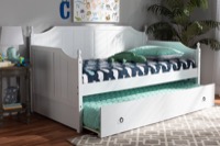 Baxton Studio Millie Cottage Farmhouse White Finished Wood Twin Size Daybed with Trundle