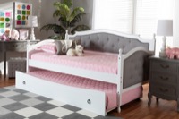 Baxton Studio Marlie Classic and Traditional Grey Fabric Upholstered White Finished Wood Twin Size Daybed with Trundle