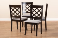 Baxton Studio Verner Modern and Contemporary Grey Fabric Upholstered Espresso Brown Finished Wood Dining Chair Set of 4