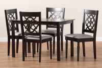 Baxton Studio Renaud Modern and Contemporary Grey Fabric Upholstered Espresso Brown Finished 5-Piece Wood Dining Set