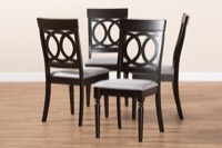 Baxton Studio Lucie Modern and Contemporary Grey Fabric Upholstered Espresso Brown Finished Wood Dining Chair Set of 4