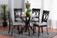 Baxton Studio Jessie Modern Grey Fabric and Dark Brown Finished Wood 5-Piece Dining Set