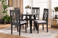 Baxton Studio Imogen Modern and Contemporary Grey Fabric Upholstered and Dark Brown Finished Wood 5-Piece Dining Set
