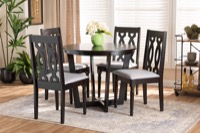 Baxton Studio Julie Modern and Contemporary Grey Fabric Upholstered and Dark Brown Finished Wood 5-Piece Dining Set
