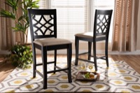 Baxton Studio Nisa Modern and Contemporary Sand Fabric Upholstered Espresso Brown Finished 2-Piece Wood Counter Stool Set of 4