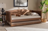 Baxton Studio Veles Mid-Century Modern Ash Wanut Finished Wood Daybed with Trundle