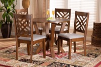 Baxton Studio Elise Modern and Contemporary Grey Fabric Upholstered and Walnut Brown Finished Wood 5-Piece Dining Set