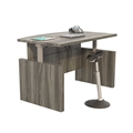 Aberdeen Height-Adjustable Desk, Bow Front with Base, 72" W