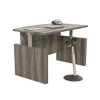 Aberdeen Height-Adjustable Desk, Bow Front with Base, 72" W