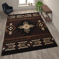 Mohave Collection - Southwestern Style 8' x 10' Area Rug - Chocolate