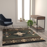 Mohave Collection - Southwestern Style 5' x 7' Area Rug - Sage
