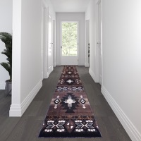 Mohave Collection - Southwestern Style 3' x 16' Area Rug - Chocolate
