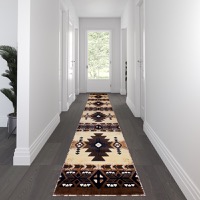 Mohave Collection - Southwestern Style 3' x 16' Area Rug - Brown