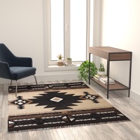 Mohave Collection - Southwestern Style 5' x 7' Area Rug - Brown