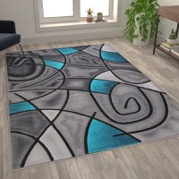 Jubilee Collection - Contemporary 6' x 9' Accent Rug - Turquoise