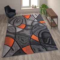 Jubilee Collection - Contemporary 8' x 10' Accent Rug - Orange