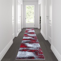 Rylan Collection - Contemporary 2' x 10' Accent Rug - Red
