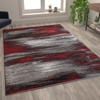 Rylan Collection - Contemporary 6' x 9' Accent Rug - Red