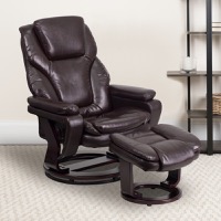 Austin - Modern Style Recliner and Ottoman Set - Brown LeatherSoft