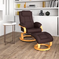 Davies - Contemporary Style Recliner and Ottoman Set - Brown