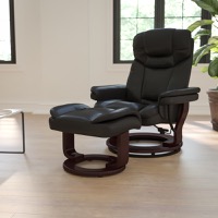 Allie - Recliner and Ottoman Set - Black