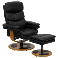 Jenny - Contemporary Swivel Recliner and Ottoman Set - Black