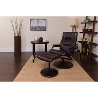 Rachel - Contemporary Swivel Recliner and Ottoman Set & Integrated Headrest - Brown