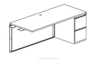 CSII Returns, 48"W x 24"D x 29"H, 1 F/F ped