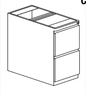 CSII 30"D F/F Ped, 15"W x 30"D x 28"H