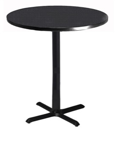 Mayline Bistro Bar-Height Round Table 30" - Black Iron Base - Thermally Fused Laminate (TPL)