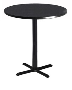 Mayline Bistro Bar-Height Round Table 30" - Black Iron Base - High Pressure Laminate (HPL), T-Mold Edge