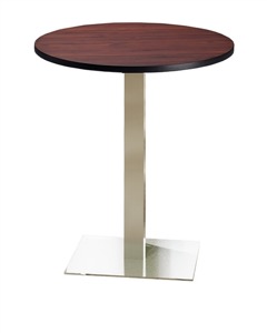 Mayline Bistro Bar-Height Round Table 30" - Stainless Steel Base - High Pressure Laminate (HPL) - Knife Edge