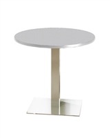 Safco Bistro Dining Round Table 36" - Stainless Steel Base - High Pressure Laminate (HPL), Knife Edge