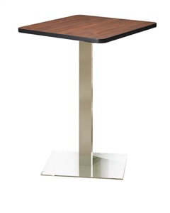 Mayline Bistro Bar-Height Square Table 36" - Stainless Steel Base - Thermally Fused Laminate (TPL)