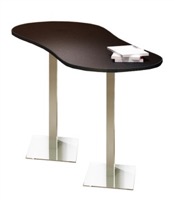 Mayline Bistro Dining Peanut-Shape Table 72" x 30" - Stainless Steel Base - Thermally Fused Laminate