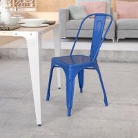 Perry - Stackable Metal Dining Chair - Blue