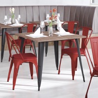 Perry - Modern Colorful Stack Chair & Poly Resin Seat - Red Seat/Red Frame
