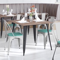 Perry - Modern Colorful Stack Chair & Poly Resin Seat - Mint Green Seat/White Frame
